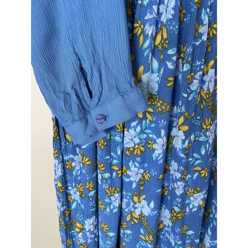 Woman Within Blue Yellow Floral Maxi Button Front Cottage Boho Modest Size 28W - Picture 4 of 9